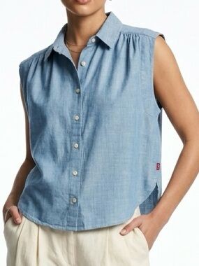 Levi's Gracen Chambray Sleeveless Blouse Light Wash Denim Top S